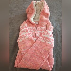 No Boundaries Pink and White Hooded Sweater